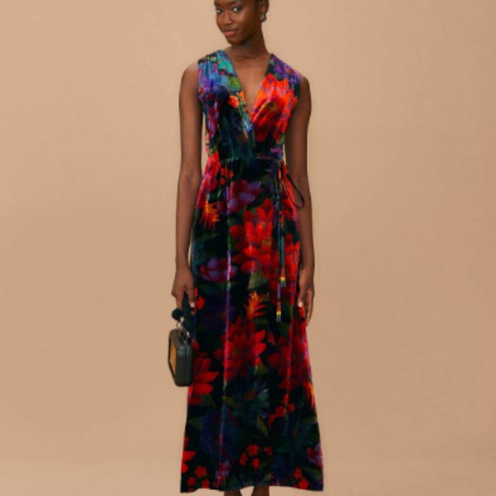 NWT Farm Rio Season Wrap Crushed Velvet Dress Size XL